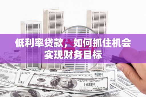 新河低利率贷款，如何抓住机会实现财务目标