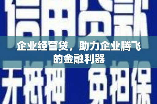 新河企业经营贷，助力企业腾飞的金融利器