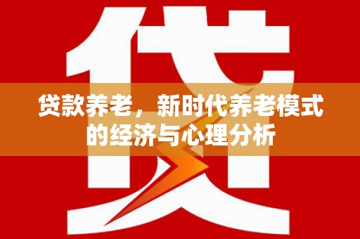 新河贷款养老，新时代养老模式的经济与心理分析