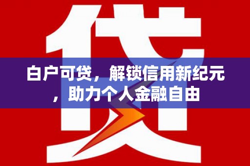 新河白户可贷，解锁信用新纪元，助力个人金融自由