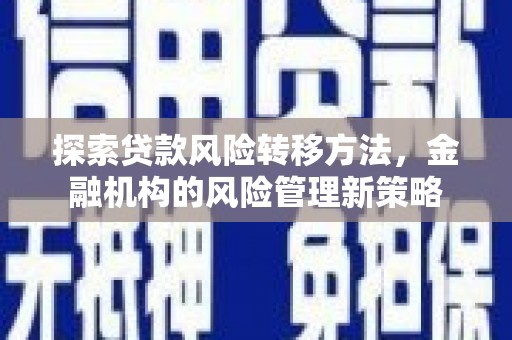 新河探索贷款风险转移方法，金融机构的风险管理新策略