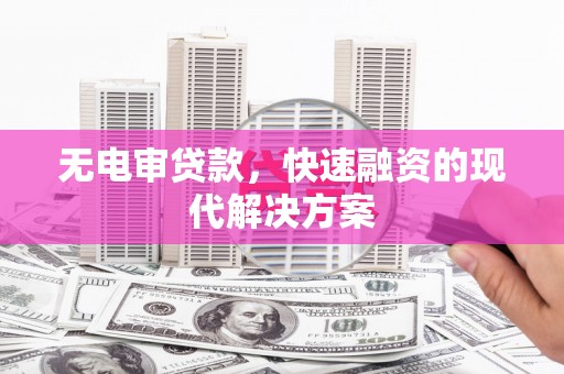 新河无电审贷款，快速融资的现代解决方案