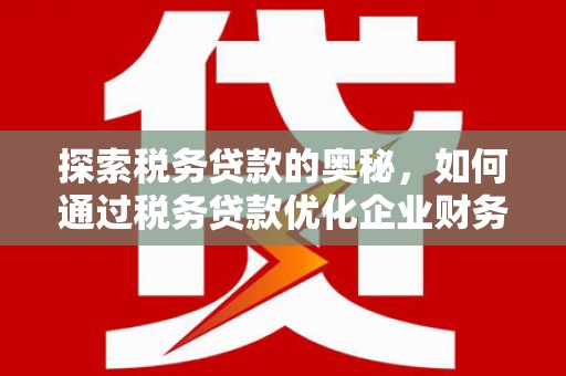 新河探索税务贷款的奥秘，如何通过税务贷款优化企业财务