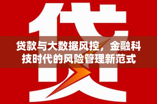 新河贷款与大数据风控，金融科技时代的风险管理新范式