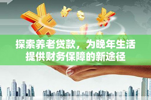 新河探索养老贷款，为晚年生活提供财务保障的新途径