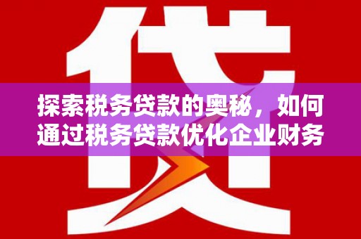 新河探索税务贷款的奥秘，如何通过税务贷款优化企业财务