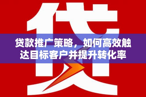 新河贷款推广策略，如何高效触达目标客户并提升转化率