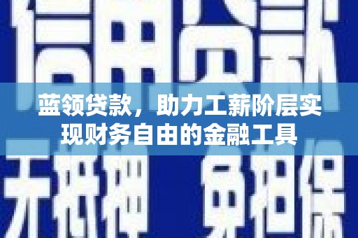 新河蓝领贷款，助力工薪阶层实现财务自由的金融工具
